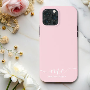 Funda Para iPhone 13 Pro Max Moda Monograma Rosa Elegante Femenino Minimalista