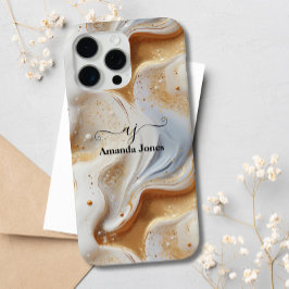 Funda Para iPhone 15 Pro Max Moda Monogramada de Geode de la Agate de Mármol de