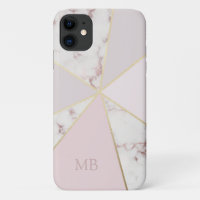 Moda monogramada Marble oro geométrico rosado