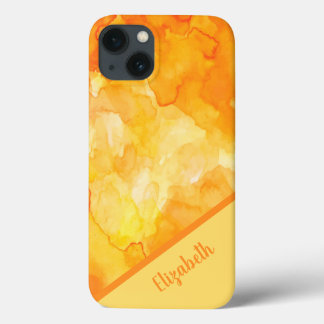 Funda Para iPhone 13 Moda Naranja acuarela personalizada