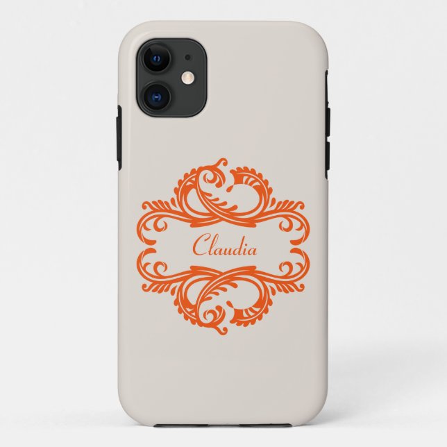 Funda De Case-Mate Para iPhone Moda naranja Damask BT iPhone 5 Funda (Reverso)