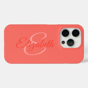 Funda Para iPhone 15 Pro Moda Nombre de Coral Giro Letra inicial Monograma