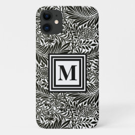 Funda Para iPhone 11 Moda Patrón botánico monogramado blanco y negro
