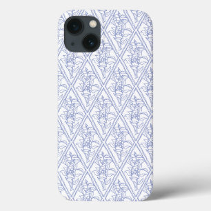 Funda Para iPhone 13 Moda Periwinkle Blue Floral Floral Diamante Patrón