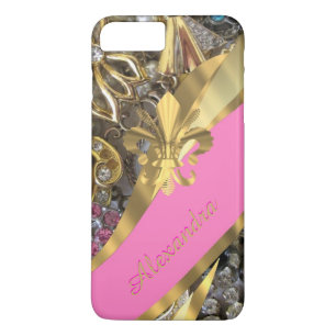 Funda Para iPhone 8 Plus/7 Plus Moda personalizada elegante oro y brillo rosado