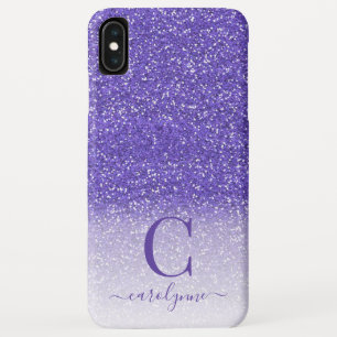 Funda Para iPhone XS Max Moda personalizada Girly Purple Ombre Purpurina