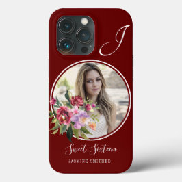 Funda Para iPhone 13 Pro Moda personalizado Borgoña Floral temática Foto Mo