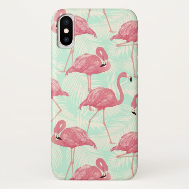 Funda De Case-Mate Para iPhone Moda Preppy Patrón Elegante Flamingo Rosa (Reverso)