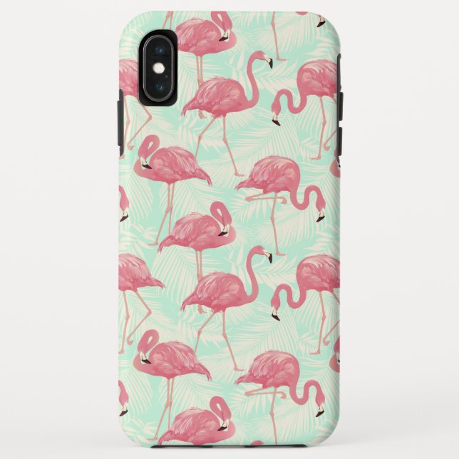 Funda De Case-Mate Para iPhone Moda Preppy Patrón Elegante Flamingo Rosa (Reverso)