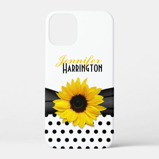 Funda De Case-Mate Para iPhone Moda Punto de Polka Sunflower (Reverso )