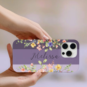 Funda Para iPhone 15 Pro Max Moda Púrpura Paleta Flores Silvestres