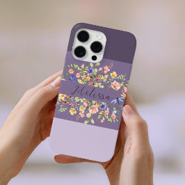 Funda Para iPhone 15 Pro Max Moda Púrpura Paleta Flores Silvestres