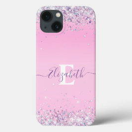 Funda Para iPhone 13 Moda Purpurina de Glitz Holográfico Rosa