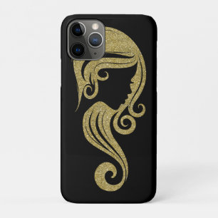 Funda Para iPhone 11 Pro Moda Purpurina de oro Belleza Chica Salón de belle