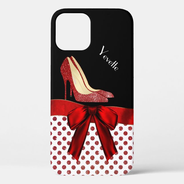 Funda De Case-Mate Para iPhone Moda Purpurina Rojo Stilettos (Reverso )