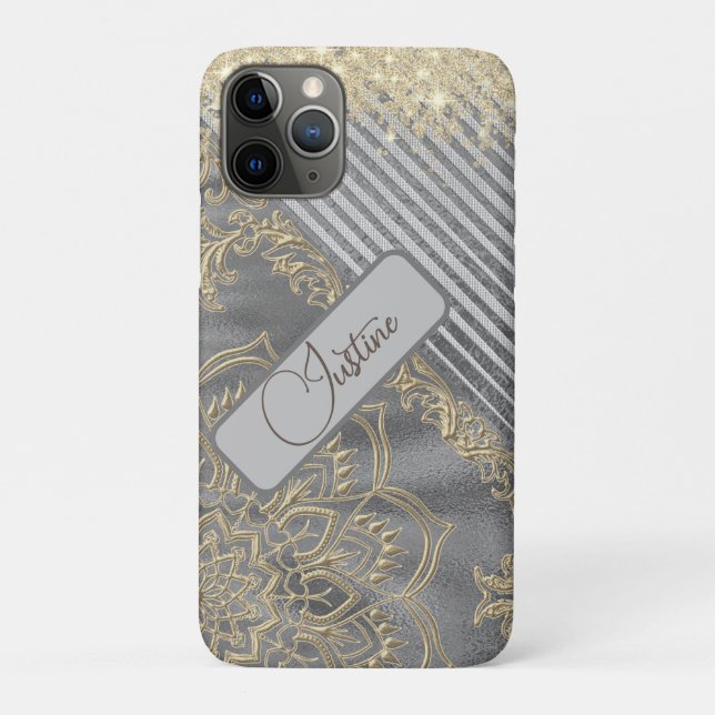 Funda De Case-Mate Para iPhone Moda Purpurinoso Mandala Personalizada (Reverso)