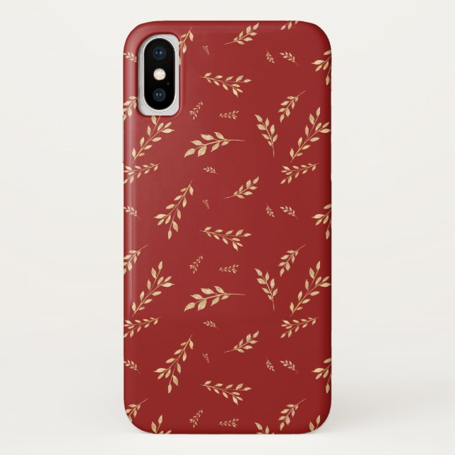 Funda De Case-Mate Para iPhone Moda Relieve metalizado dorado elegante deja rojo (Reverso)