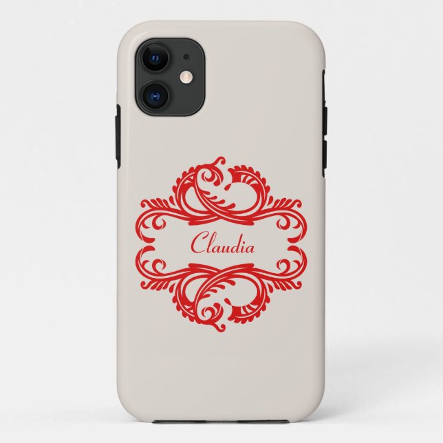 Funda De Case-Mate Para iPhone Moda roja Damask BT iPhone 5 Funda (Reverso)