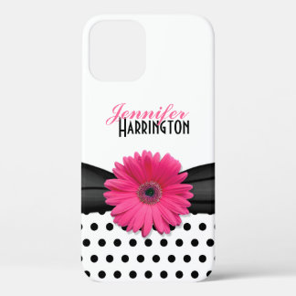 Funda Para iPhone 12 Pro Moda Rosa Gerbera Daisy Polka Dot iPhone 5 Funda