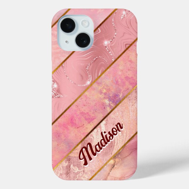Funda De Case-Mate Para iPhone Moda rosa oro giratorio elegante geométrico (Reverso )