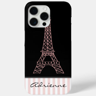 Funda Para iPhone 15 Pro Max Moda Rosa Torre Eiffel de París