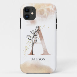 Funda Para iPhone 11 Moda Rubor Letra rosa monogramada A