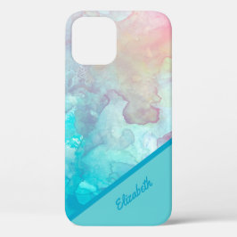 Funda Para iPhone 12 Moda Turquesa acuarela personalizada
