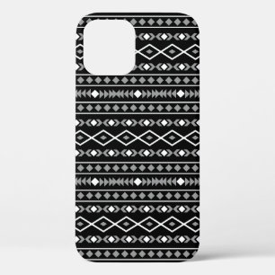 Funda Para iPhone 12 Modalidades aztecas Patrón negro gris blanco