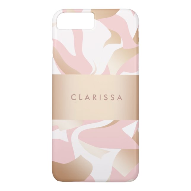 Funda De Case-Mate Para iPhone Modelo abstracto blanco del rosa moderno elegante (Reverso)