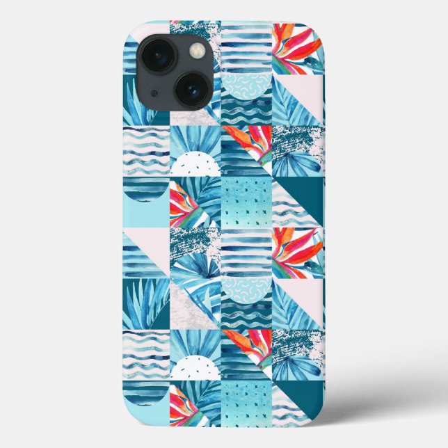 Funda De Case-Mate Para iPhone Modelo abstracto geométrico verde azulado tropical (Reverso)
