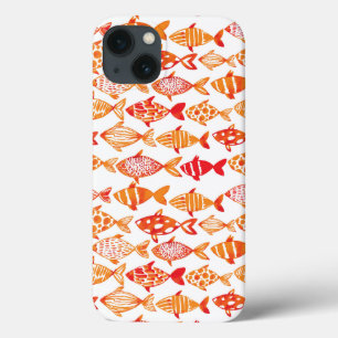 Funda Para iPhone 13 Modelo anaranjado brillante de los pescados de la
