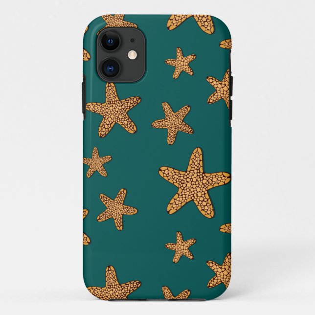Funda De Case-Mate Para iPhone Modelo anaranjado de las estrellas de mar (Reverso)