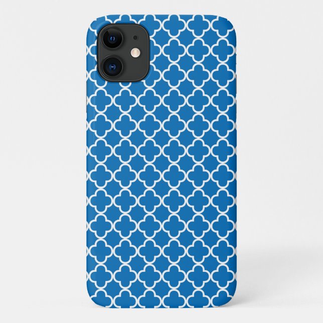 Funda De Case-Mate Para iPhone Modelo azul brillante de Quatrefoil (Reverso)