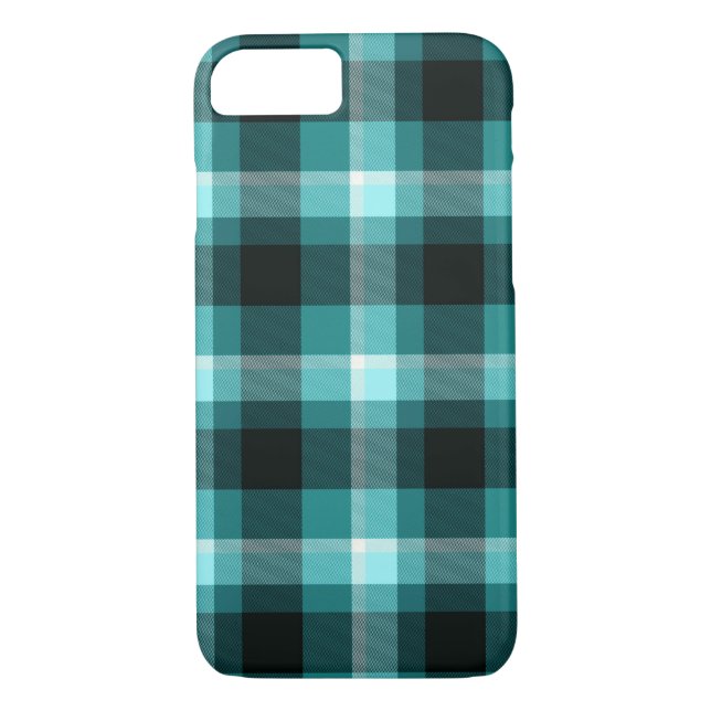 Funda De Case-Mate Para iPhone Modelo azul de la tela escocesa (Reverso)