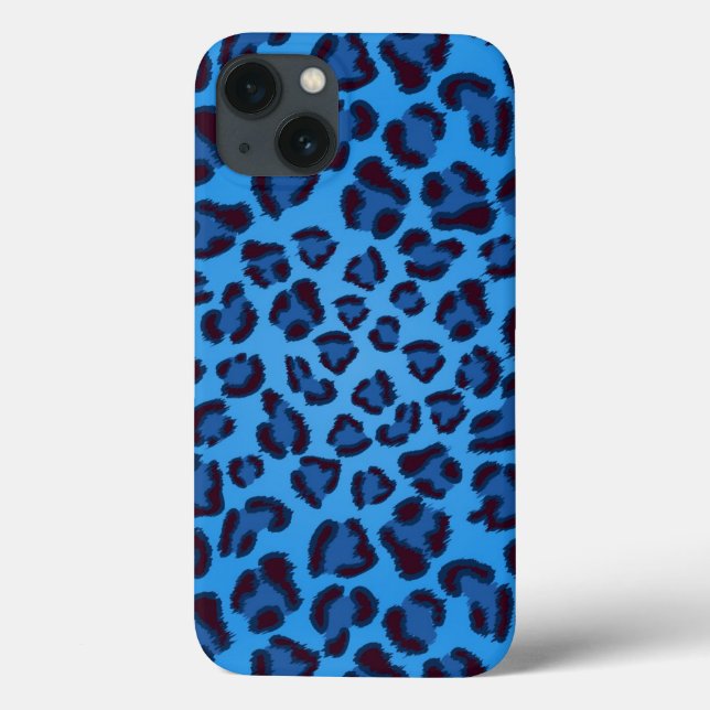 Funda De Case-Mate Para iPhone modelo azul de la textura del leopardo (Reverso)