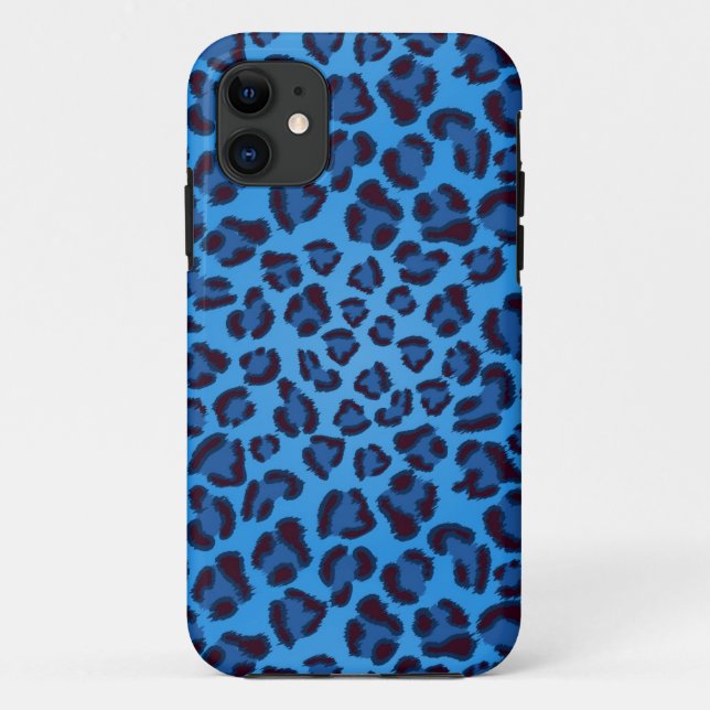 Funda De Case-Mate Para iPhone modelo azul de la textura del leopardo (Reverso)