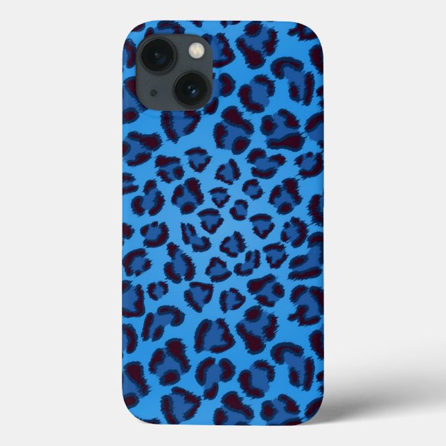 Funda De Case-Mate Para iPhone modelo azul de la textura del leopardo (Reverso)