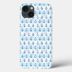 Funda Para iPhone 13 Modelo azul en colores pastel del ancla