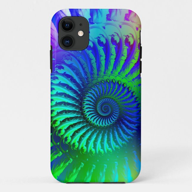 Funda De Case-Mate Para iPhone Modelo azul loco del fractal (Reverso)