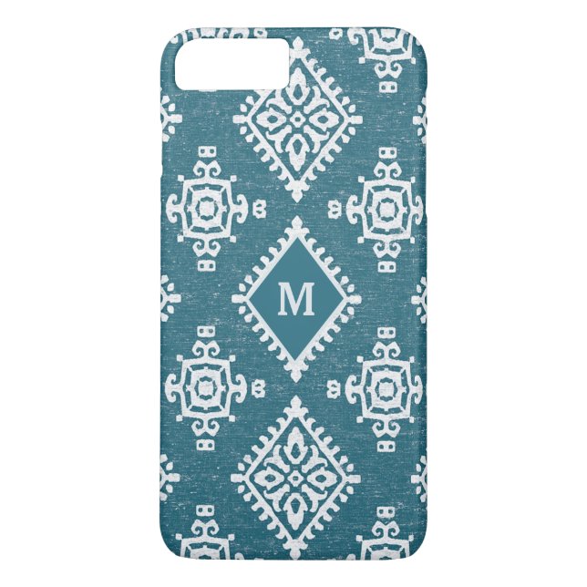 Funda De Case-Mate Para iPhone Modelo azul verde azulado del monograma el | (Reverso)