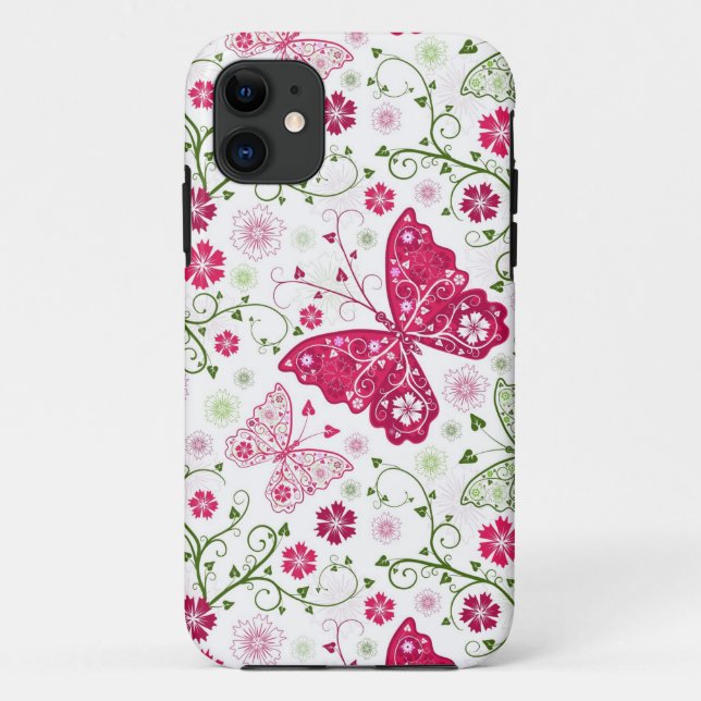 Funda De Case-Mate Para iPhone Modelo blanco floral (Reverso)