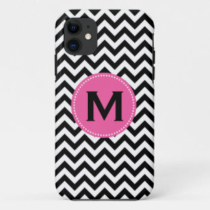 Funda Para iPhone 11 Modelo blanco negro de Chevron del monograma