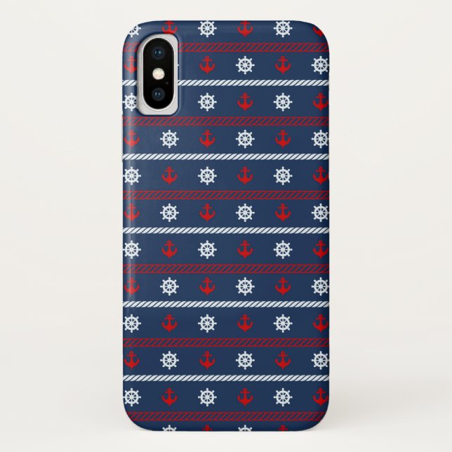 Funda De Case-Mate Para iPhone Modelo blanco y azul rojo del océano (Reverso)