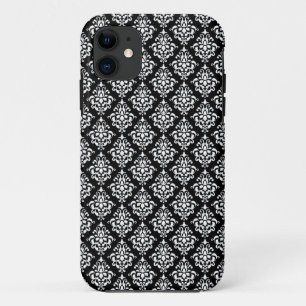 Funda Para iPhone 11 Modelo blanco y negro 1 del damasco del vintage