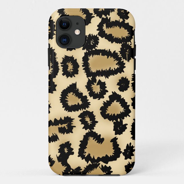 Funda De Case-Mate Para iPhone Modelo, Brown y negro del estampado leopardo (Reverso)