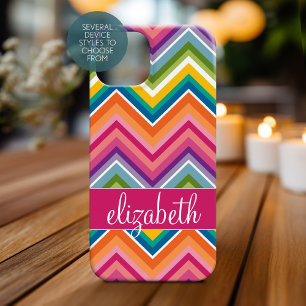 Funda Para iPhone 14 De Case-Mate Modelo colorido enorme de Chevron con nombre