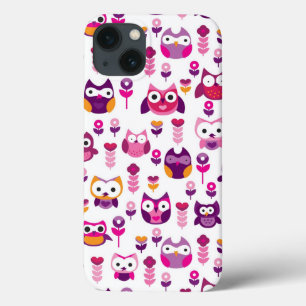 Funda Para iPhone 13 modelo colorido retro del pájaro del búho