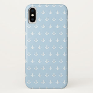 Funda Para iPhone X Modelo con las anclas blancas en azul