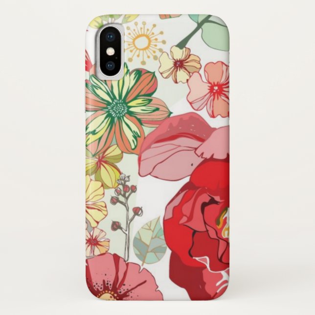 Funda De Case-Mate Para iPhone Modelo con las flores rojas (Reverso)