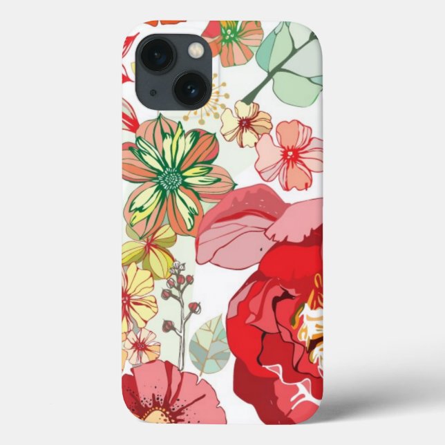 Funda De Case-Mate Para iPhone Modelo con las flores rojas (Reverso)